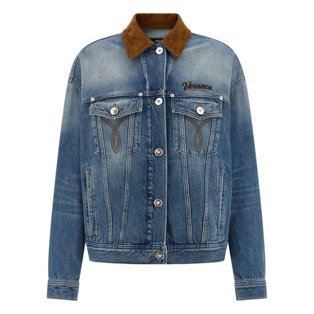 Versace Blue Cotton Denim Women's Jacket